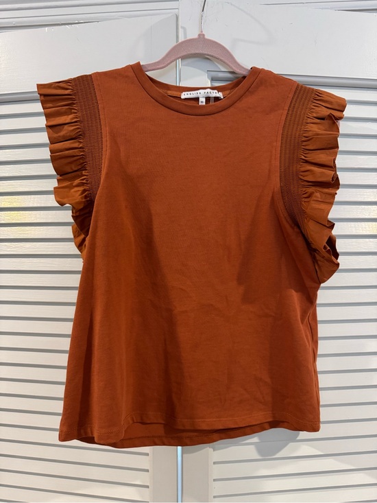 English Factory Tops - English Factory Rust Ruffle Sleeve Tank Top